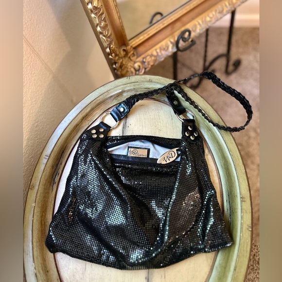 Vintage Black Mesh WHITING DAVIS Hand Bag Purse - Picture 1 of 17